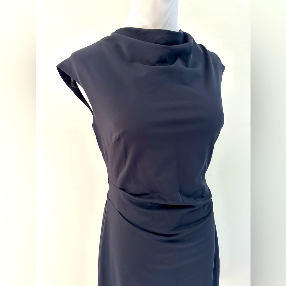 IVY & BLU - MAGGY BOUTIQUE || Navy Blue Drape Neck Dress. Sz. 4 - Picture 3 of 11